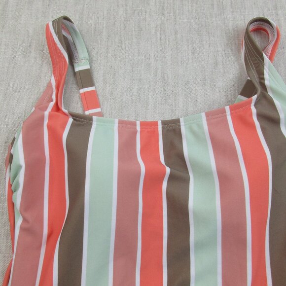 Kona Sol One Piece Swimsuit Womens Medium Multi Stripe Coverage Adjustable Strap - Picture 4 of 11